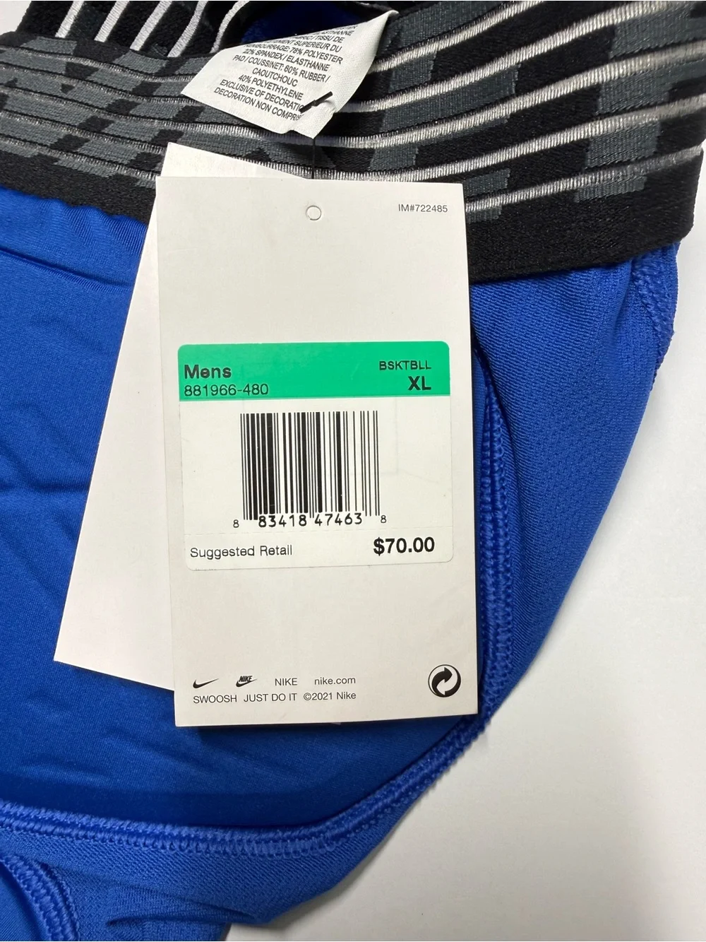 Nike Pro NBA Hyperstrong Padded Basketball Shorts Blue Men’s XL 881966-480 NWT